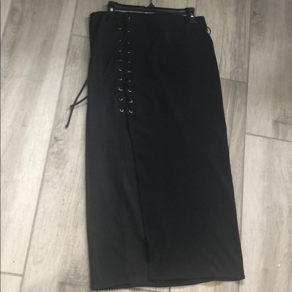 Black long skirt with front slit brand new